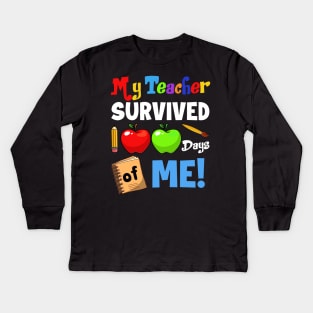 My Teacher Survived 100 Days of Me 100th Day of School Kids Long Sleeve T-Shirt